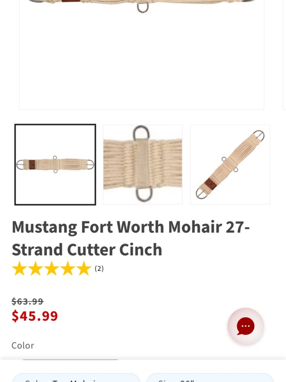 Mustang Fort Worth Mohair 27-Strand Cutter Cinch 26”